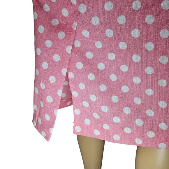 1940s Peach Polka Dot Rockabilly Short Sleeve Midi Back Long Zipper Dress SZ 14 - Picture 8 of 10